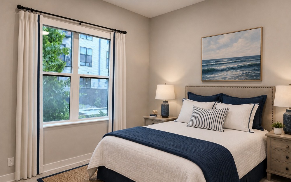 A6 - 1 bedroom floor plan layout with 1 bathroom and 747 square feet (Bedroom, 2D)