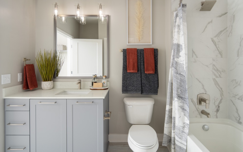B6 - 2 bedroom floor plan layout with 2 bathrooms and 1167 square feet (Secondary Bathroom, 2D)