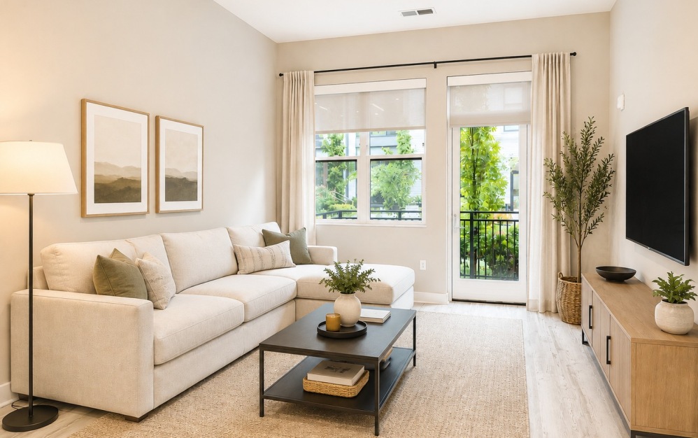A8 - 1 bedroom floor plan layout with 1 bathroom and 833 square feet (Living Area, 2D)